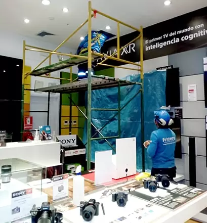 Mantenimiento en andamios de Aire Acondicionado - Sony Perú